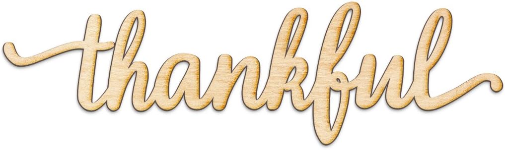 Thankful Script Wood Sign Home Decor Wall Art Unfinished Charlie 8" x 2"