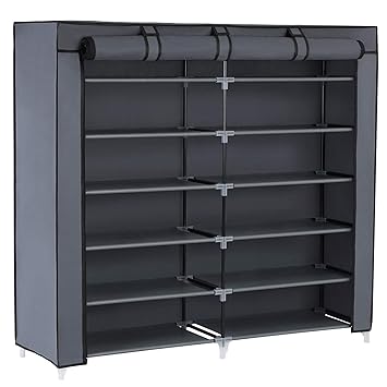 SONGMICS 7 Schicht staubdichtes Schuhablage Schuhregal Schuhschrank Regale für ca. 36 paar Schuhe grau 115 x 110 x 28 cm RXJ1