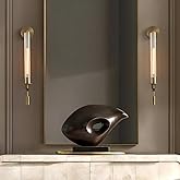 ZeniLife Gold Wall Lamp, Postmodern Brass and Glass Wall Sconce, Wall Light for Living Room Bedroom Bathroom Hallway, 28 Inch