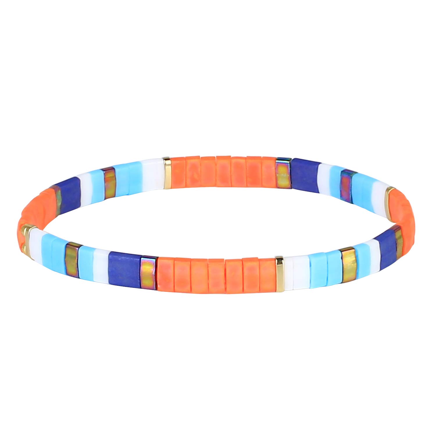 KELITCH Stretch Bracelets Mixed Tila Seed Beaded Bracelets Lucky Jewelry for Women Lovers - 06N