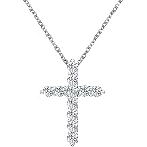 TIANYU GEMS 2.75ct Moissanite Cross Pendant Necklace for Women 925 Sterling Silver White Gold Plated with GRA Certificate 4mm DF VVS Color Moissanites Necklace 18'' Chain