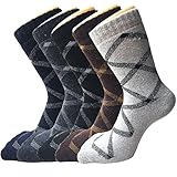 Pack of 5 Mens Thick Warm Casual Wool Crew Winter Socks Mixed Colors