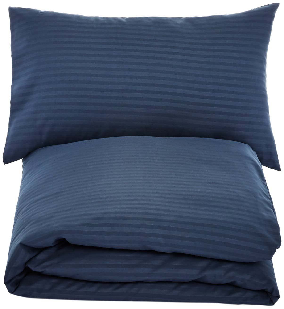 Amazon Basics Bedding 2-Piece Microfibre Single Duvet Cover Set, Fade Resistant, Duvet Cover 135 x 200 cm & 1 Pillowcase 50 x 80 cm, Navy Blue