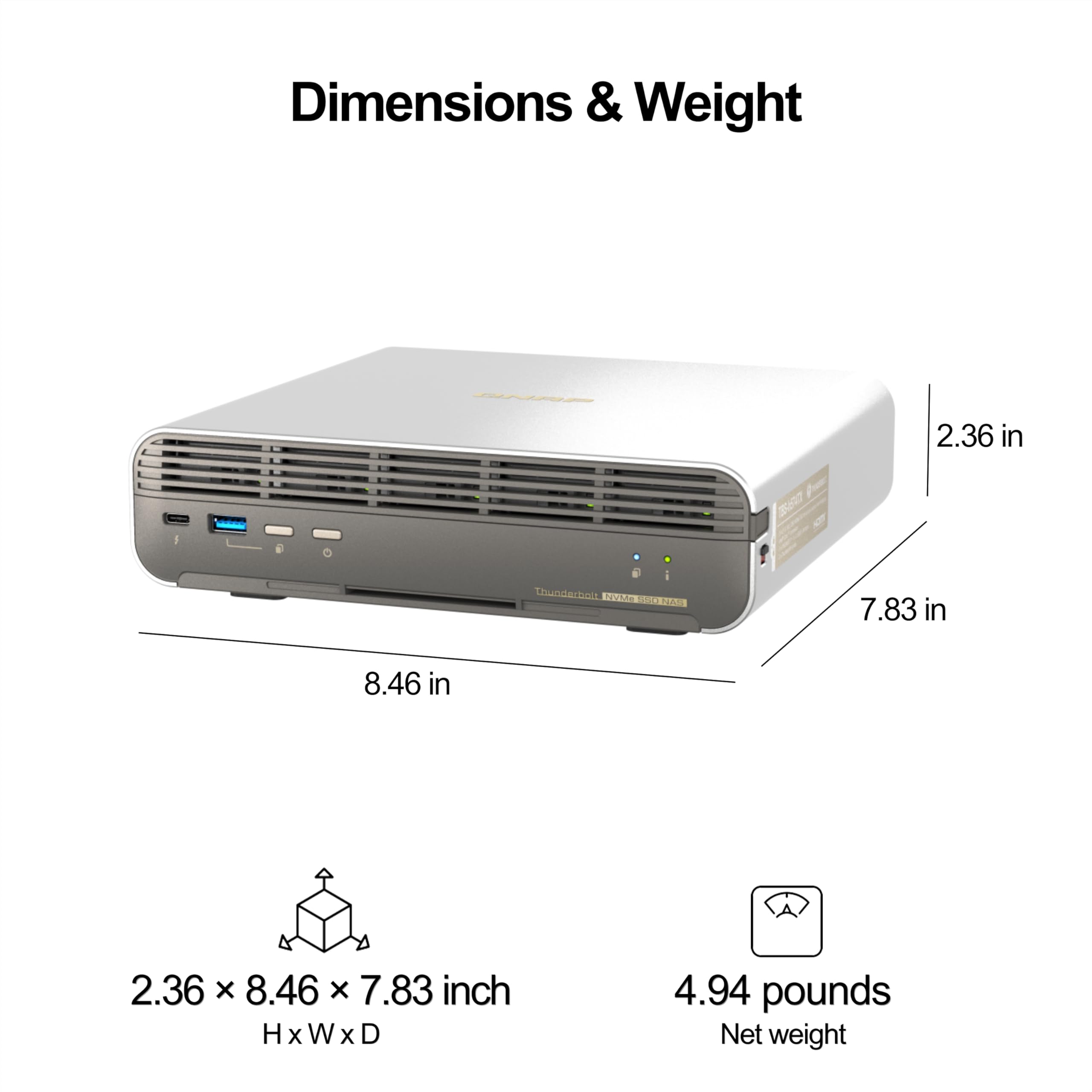 QNAP TBS-h574TX-i5-16G-US 5 Bay High-Performance E1.S All-Flash NASbook with Intel® Core™ Processor, Thunderbolt 4 and 10GbE (5G/2.5G/1G/100M/10M) Network Connectivity (Diskless)