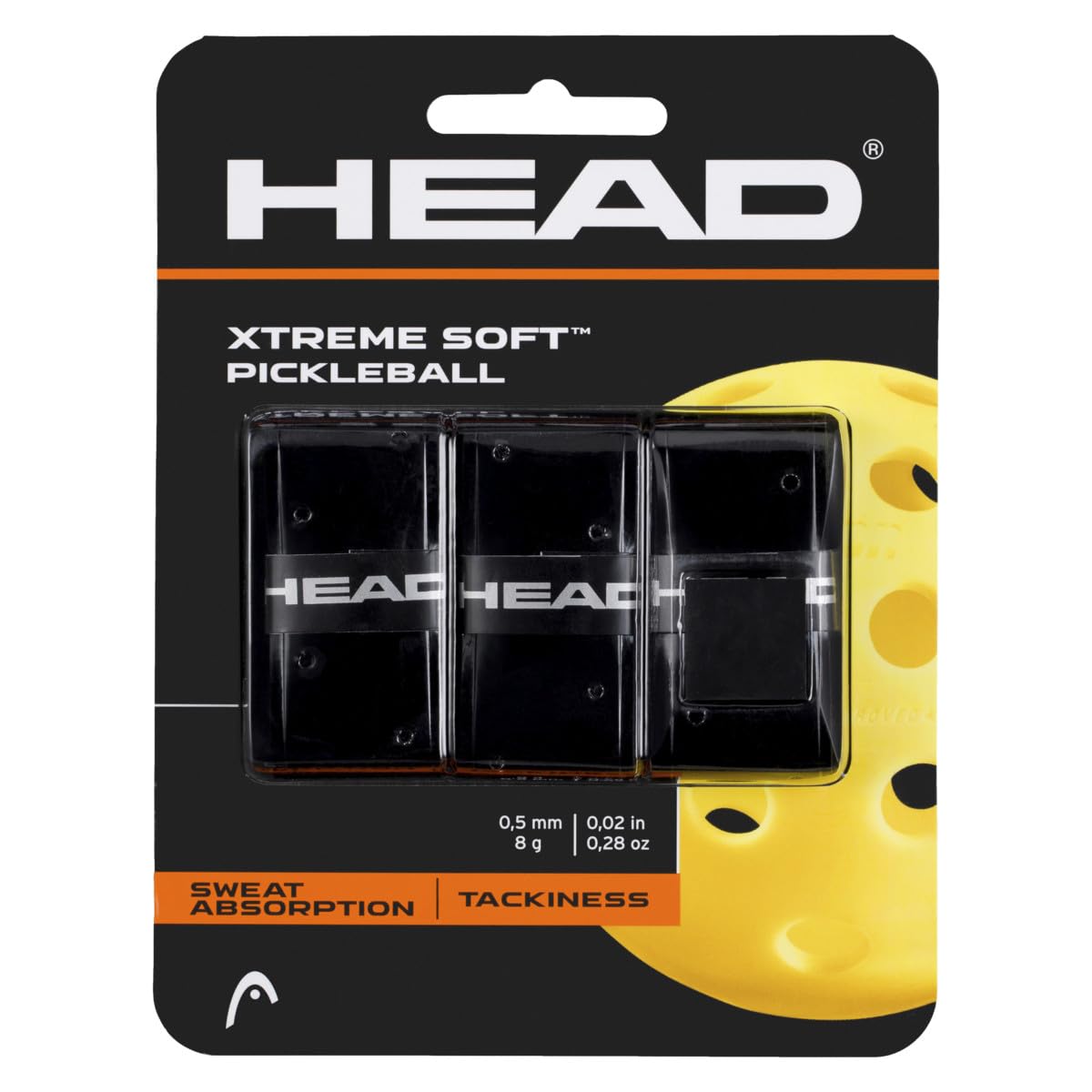 HEAD Xtreme Soft Pickleball Overgrip 3-Pack, Black