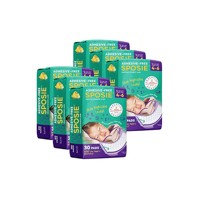 Sposie Overnight Diaper Booster Pads for Nighttime Leak Protection, 180 Inserts-Pads, No Adhesive for Easy Repositioning…