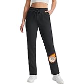 MAGCOMSEN Women's Sherpa Lined Sweatpants Winter Warm Fleece Pants Water Resistant Heavy Insulated Thermal Pants Outdoor