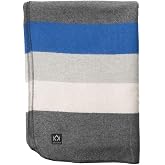 Arcturus Rainier Wool Blanket - 4.5lbs Warm, Heavy, Washable, Large | Great for Camping, Outdoors, Survival &amp; Emergency Kits (White Blue Gray)