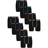 Reebok Mens Boxer Briefs - 8 Pack Stretch Performance 6" Inseam Moisture Wicking Mens Underwear Boxers with Contour Pouch