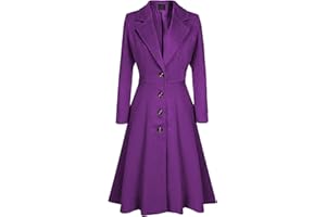 Maiyifu-GJ Women's Winter Warm Wool Dress Overcoat Notch Lapel Single Breasted Coat Elegant Lapel Long Trench Coat Jacket