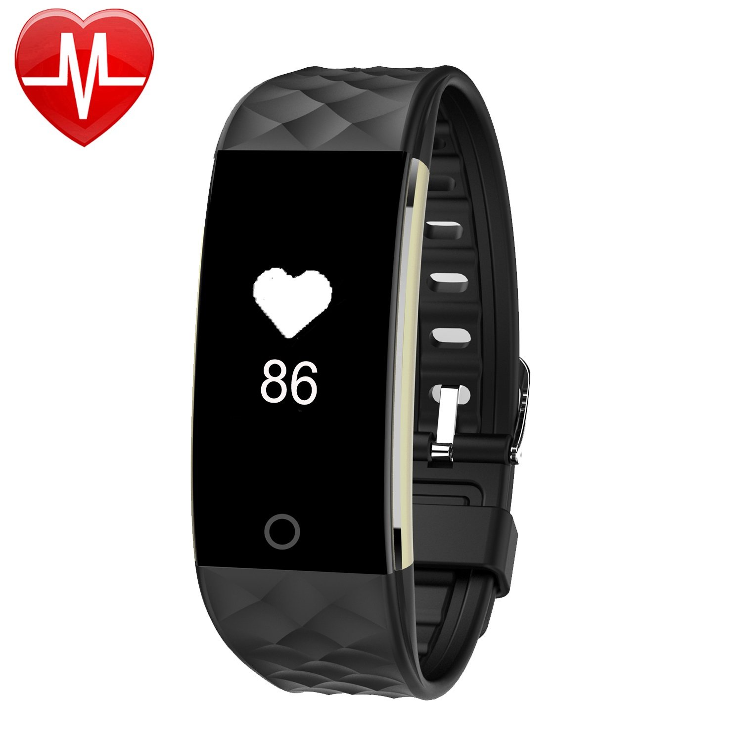 YAMAY® HR4 Fitness Tracker mit Pulsmesser Uhr,Wasserdicht IP67 Fitness Armband Pulsuhren Aktivitätstracker Bluetooth Smart Armband Schrittzähler für iOS und Android Handys