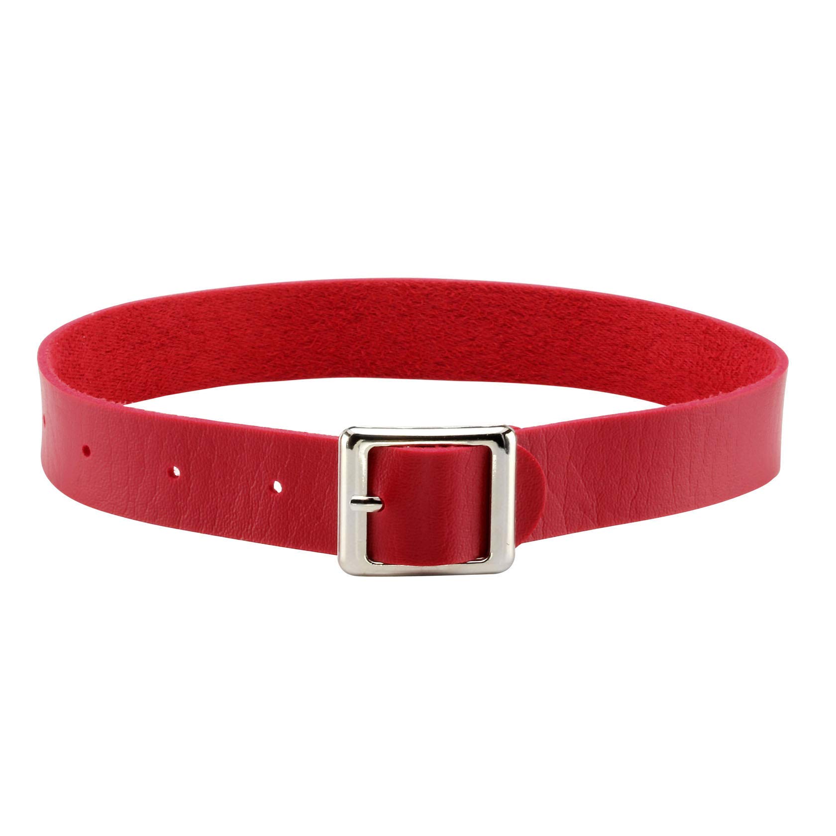 JJDreams Punk Classic PU Leather Choker Adjustable Buckle Necklace Collar for Women Men, Red