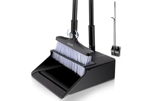 DARISHM Broom and Dustpan Set Upgrade 50" Long Handle Broom with Stand Up Dustpan Combo Set for Office Home Kitchen Lobby Floor Use Dust pan and Broom Set