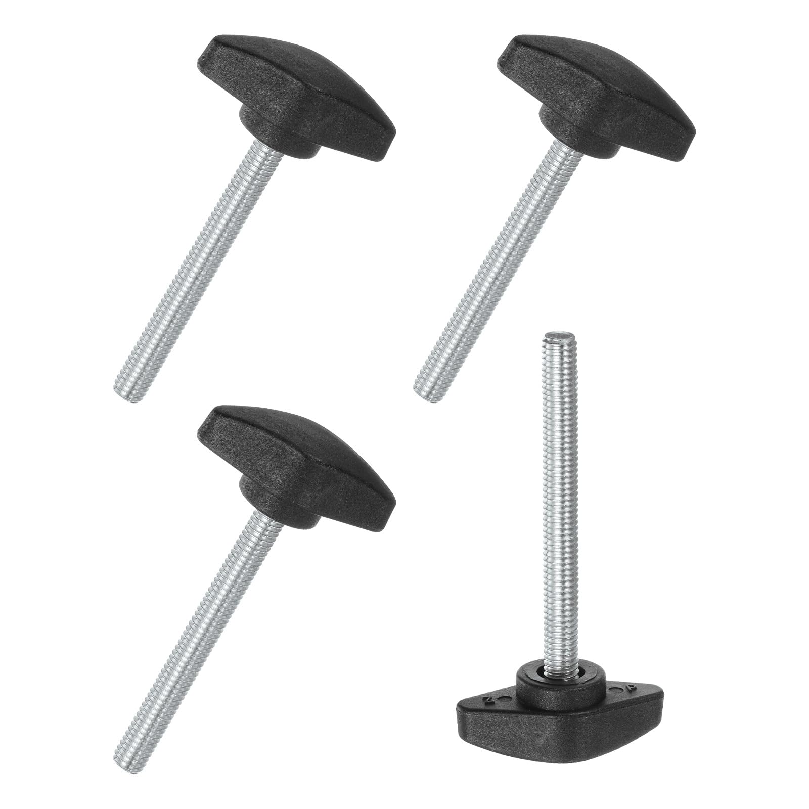 M METERXITY 4-Pack Thumb Screws, M6x60mm Tee Wing Knobs, Plastic T Handles Clamping Knob for Woodworking/Machinery/Equipment, Tightening Thread Thumbscrew [Black] — image 1