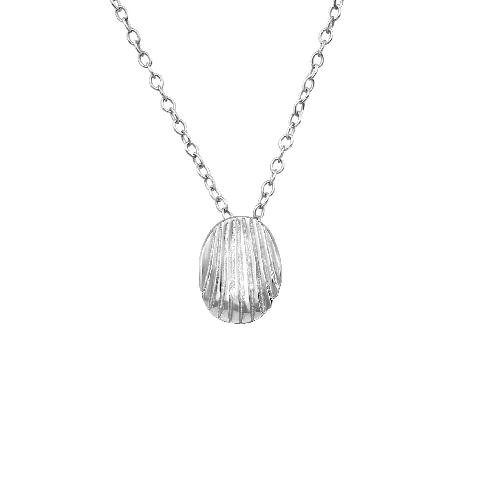 The Rose & Silver Company Women 925 Sterling Silver Rhodium Plated Shell Necklace 45cm / 17.7"