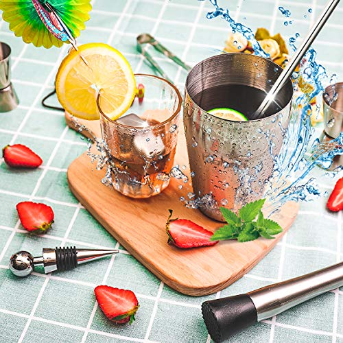 Cocktail Shaker Set/Bartender Kit, Baban 17 Pcs Stainless Steel Bar Tool Sets with 18oz Cocktail Shaker/Whiskey Stones/Fine Mesh Sieve Strainer/Straws, Professional Bar Accessories with Cocktail Book - Thumbnail 4