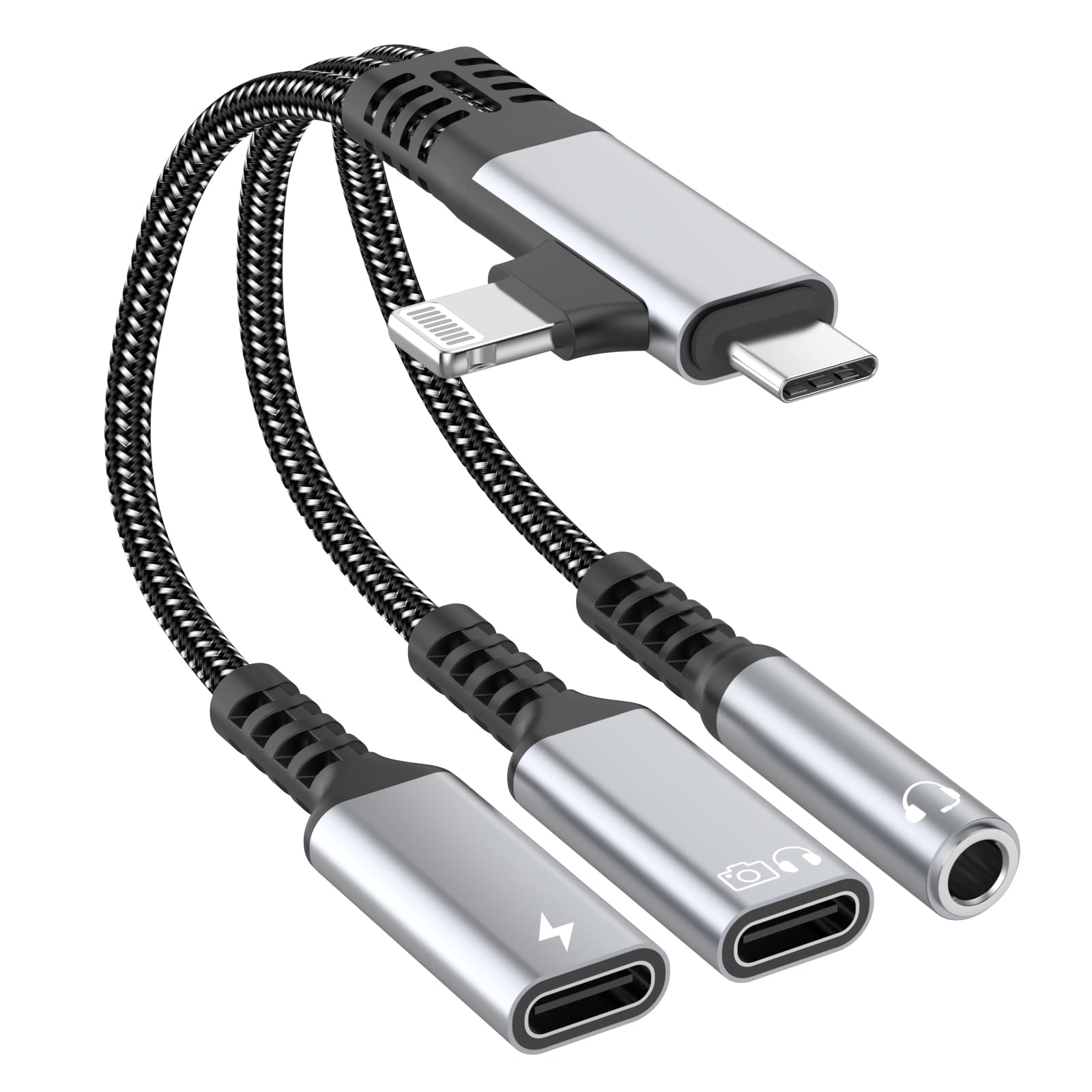 Photo 1 of [Apple MFi Certified] iPhone Headphone Adapter,USBC Lightning to 3.5mm Splitter for Headphones Charger Dongle Audio Aux Adapter Cable for iPhone 16/15/Air/Pro Max/14/13/12/11/8/7/6/iPad/Galaxy