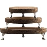 3 PCS Wooden Display Riser for Display Wood Risers for Decor and Organizer Round Display Stand Farmhouse Rustic Decor Risers Wood Riser Pedestal Stand for Candles Plants Cups (Brown, 8/6/4 Inch)