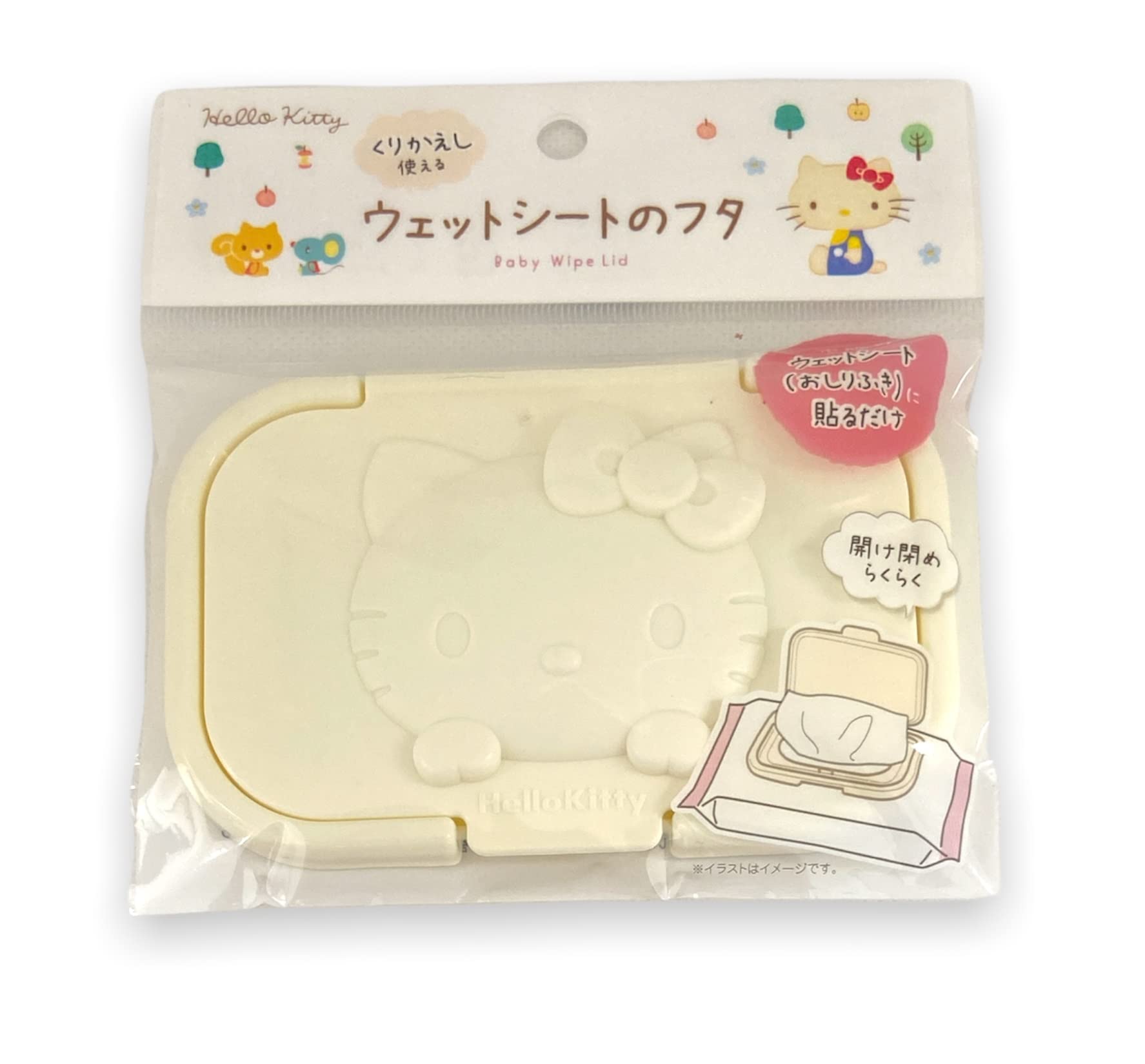 Sanrio Hello Kitty Baby Wet Paper Wet Tissue Wipe Holder (White, 1 count, Reusable, Unscented, Fragrance Free, Canister, Baby care, Hygienic Cleansing)