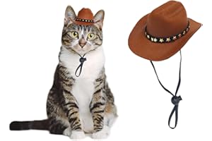 AWOCAN Dog Cowboy Hat Cat Cowboy Hat Pet Cowboy Costume Mini Cowboy Hat for Dogs Cat Holiday Halloween Pet Party Decoration (Brown, Small)
