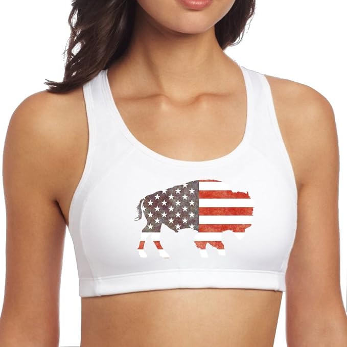 Buffalo Usa Flag Womens Sports Bra Yoga Vest At Amazon