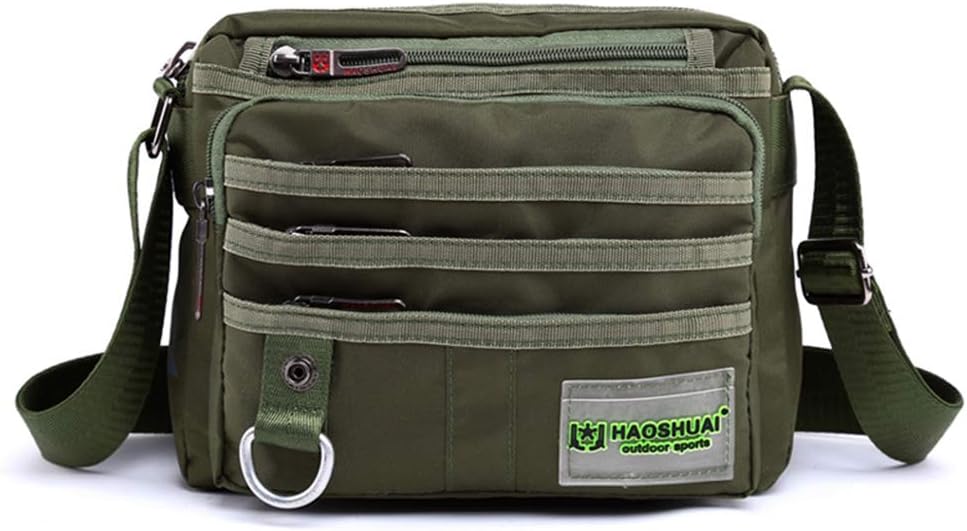 JAKAGO Small Waterproof Messenger Bag Casual Shoulder Bag Multifunction Travel Crossbody Bags Handbag Men's Satchel Bag Business Work Bag with Multi-pockets for Travel Outdoor Sports Hiking,Green