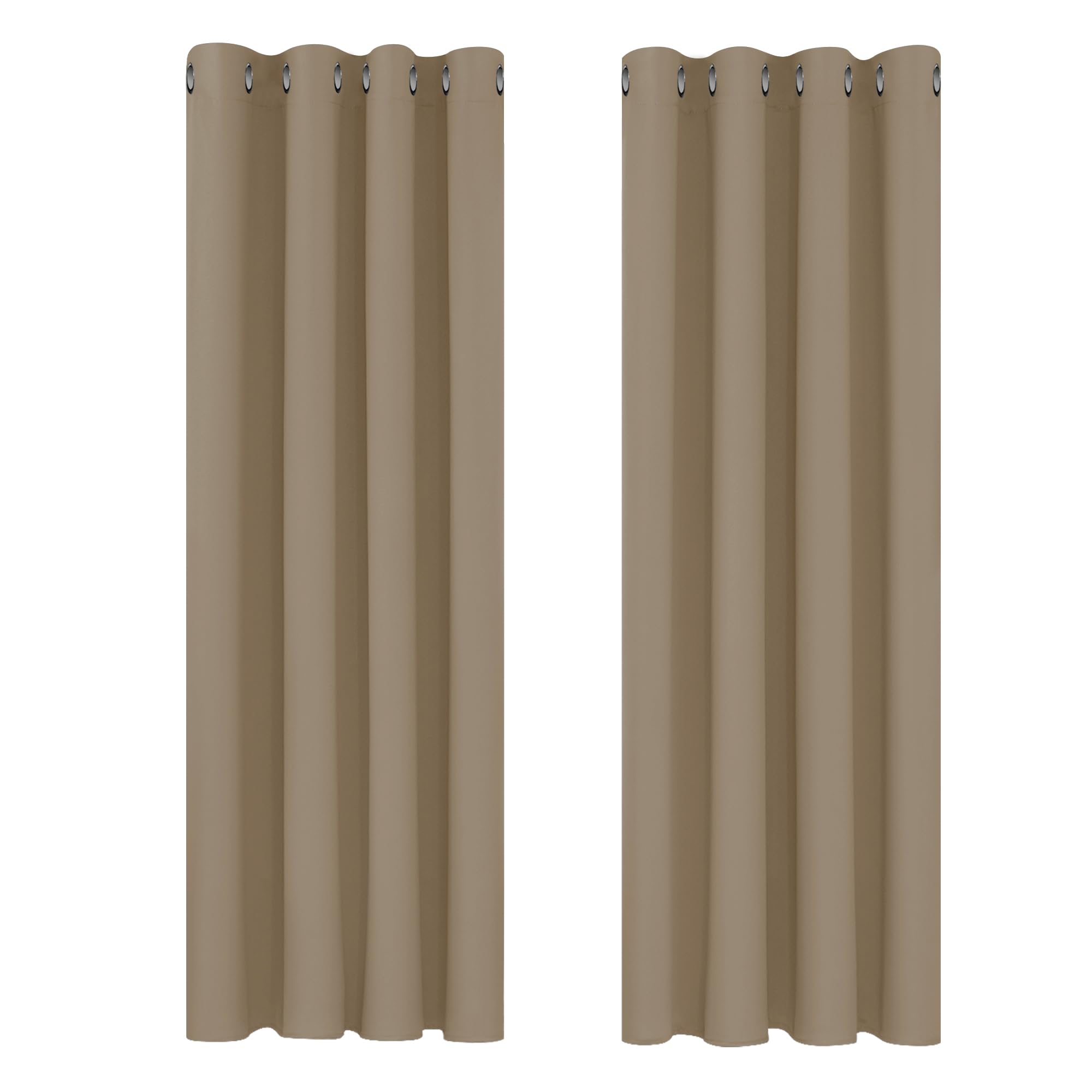 Deconovo Blackout Curtains Super Soft Window Treatment Thermal Insulated Eyelet Blackout Curtains for Livingroom Tan Brown 46x63 Inch 2 Panels