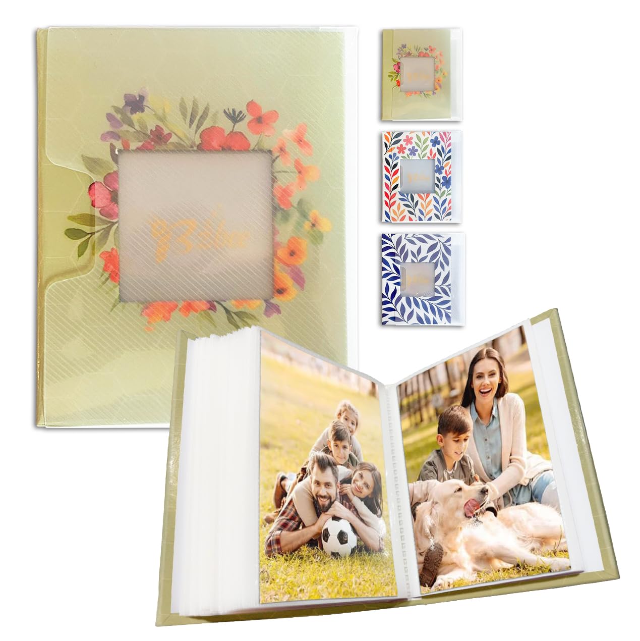 Bzbee Protective 6x4 Photo Album - Holds 100 Photos | Hard Plastic Sleeve Cover for Weather & Wear Resistance | Acid-Free Pockets | Family Memory Book(Green)