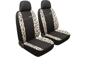 GIANT PANDA Leopard Print Cloth Front Car Bucket Low Back Auto Seat Covers for Cars, SUV, Airbag Compatible (Yellow)