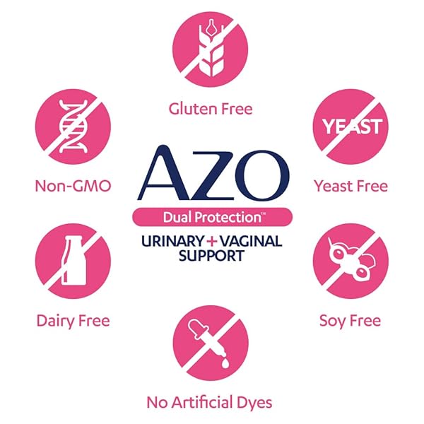 AZO DUAL PROTECTION, URINARY + VAGINAL SUPPORT, PREBIOTICS AND PROBIOTICS FOR WOMEN*, STARTS WORKING WITHIN 24 HOURS, NON-GMO, 30 COUNT