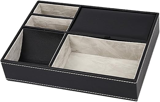 Amazon Com 5 Slots Valet Tray Organizer Leather Drawer Tray Desk