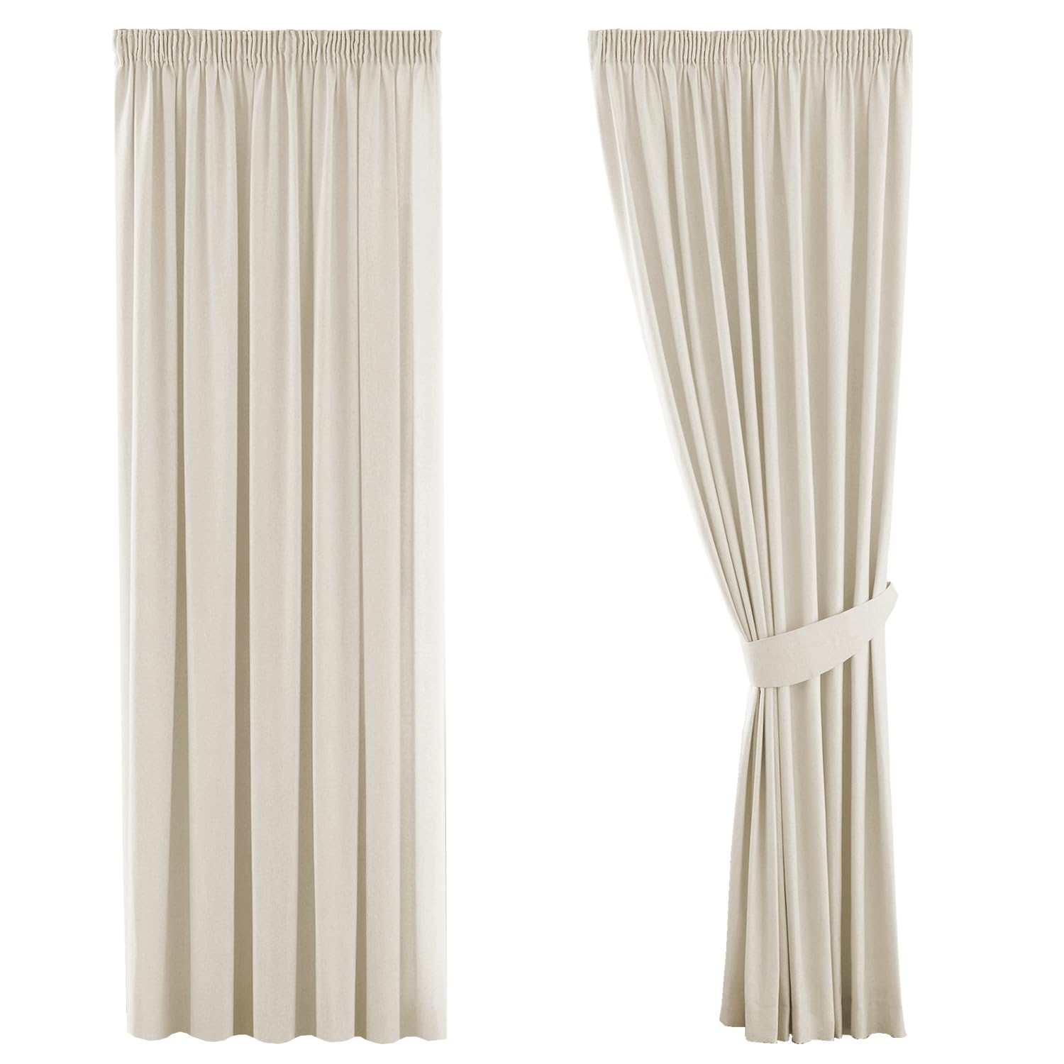 H.Versailtex Blackout Premium Soft and Rich Room Darkening Curtain Drapes, Solid Beige Thermal Curtain Draperies for Bedroom/Living Room, Energy Saving&Noise Reducting, 66" Width x 54" Drop, 2 Panels