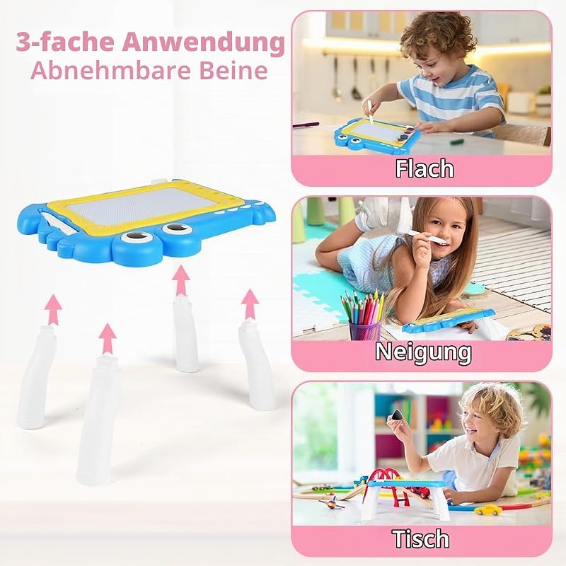 Magnetische Maltafel Kinder Zaubertafel ab 3 Jahr Bunt Magnetische Zeichenbrett Lernspielzeug mit Stempel Spielzeug Geschenk für Kinder ab 3 Jahre Mädchen Jungen - Blau Krokodil