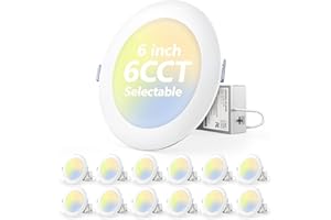 Fondwell LED Recessed Lighting 6 Inch: 12 Pack Dimmable Canless Recessed Lights - 6CCT 12W 90CRI 1050LM Super Bright