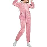 Rwtgnlf Girls Velour Tracksuit Sweatsuits Set 2 Piece Outfits Zip Up Hoodies and Pants Sportswear Jogging Suit