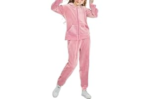 Rwtgnlf Girls Velour Tracksuit Sweatsuits Set 2 Piece Outfits Zip Up Hoodies and Pants Sportswear Jogging Suit