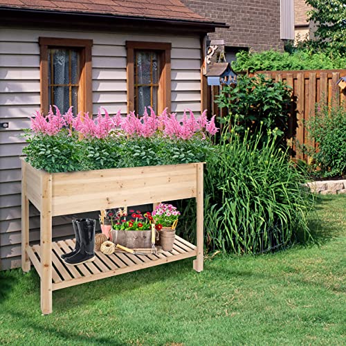 Stonehomy Elevated Garden Beds Wood with Wheels and Shelf, Weatherproof