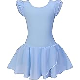 *daisysboutique* Girls Ballet Skirted Dress Ballerina Costume Ruffle Sleeve Tutu Dance Outfit Leotard