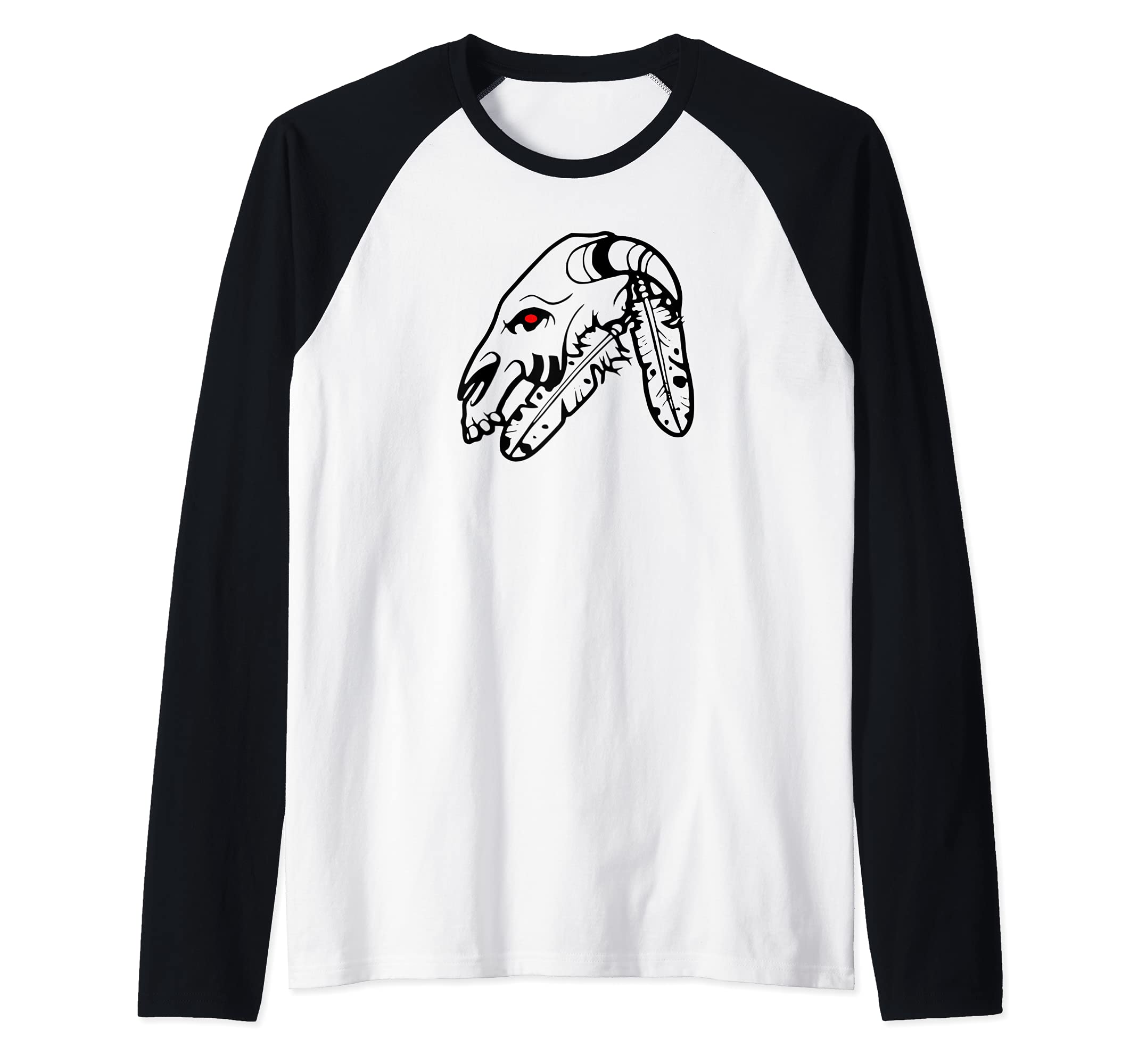 Rams Skull tattoo - Native American Indian Tattoo Raglan Baseball Tee