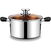 6 Quart Stainless Steel Stock Cooking Pot, Onader Tri-Ply Soup Induction Pot Stockpot with Lid & Anti-Scald Handles