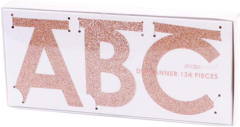Amazon Com Andaz Press Diy Banner Letters Kit Real Glitter Rose