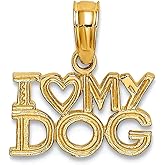 JewelryWeb 14k Yellow Gold Solid Polished I Love Heart My Animal Pet Dog Pendant Necklace 11x11.5mm Wide Pendant for Women