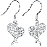 Tennis Racket Earrings 925 Sterling Silver Sport Earrings Tennis Dangle Earrings Sport Jewelry Gifts for Women Tennis lover Sport lover