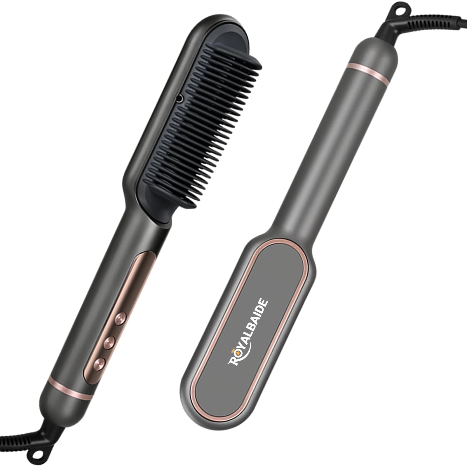 Negative Ionic Hair Straightener Brush,9 Temp Settings, 30s Fast Heating Hair Straightening Comb with LED Display, Anti-Scald & Auto-Shut Off Hair Brush Straightener for Home Salon