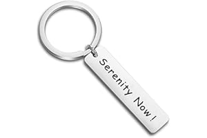 FEELMEM Relaxing Handstamped Key Chain Serenity Now Keyring Gift for Best Friend Family Jewelry