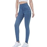 Chasehot Pull on Skinny Jeans for Women, Stretchy High Waisted Leggings Trendy Tummy Control Demin Jegging with Pockets