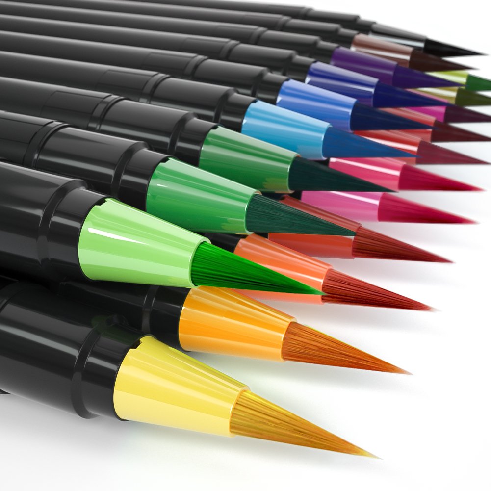 Nicpro Watercolor Brush Pen Set with Soft Flexible Tip , 20 Colors Watercolor Brush Markers Paint & Watercolor Paper Pad, For Painting & Lettering Calligraphy Drawing Manga Coloring Book