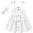 Happy Town 1-6 Years Toddler Baby Girls Summer Button Strap Dress Princess Sundress