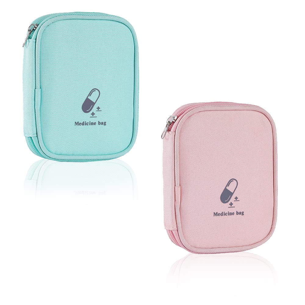 2 Packs Emergency Bag for School, Emergency Empty, Small Medical Storage Bag, Medicine Pouch Small, Portable Medical , Waterproof, Empty, for Camping Hiking Travel Home Car Office (Black Red)