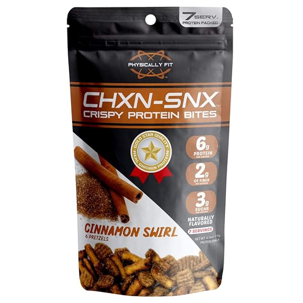 BARN DAD NUTRITION CHXNSNX CRISPY PROTEIN BITES CINNAMON SWIRL WITH PRETZEL PIECES 7 SERVINGS 42 GRAMS OF PROTEIN PER BAG, TAN, 6.16 OUNCE